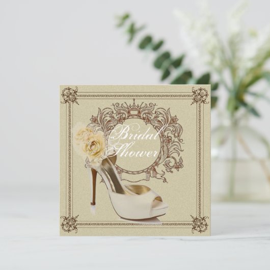 Elegante  Stiletto Bruids Douche Uitnodiging (Staand voorkant)