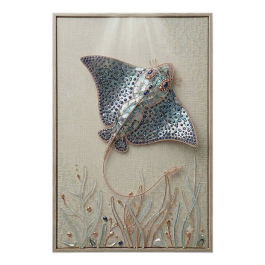 Elegante Stingray Oceaan Wanddecoratie (Voorkant)