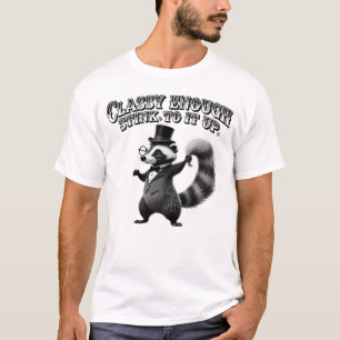 Elegante stinkdier in hoge hoed grappige zwart-wit t-shirt