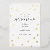 Elegante Stippen Bruiloft Goud Folie Uitnodiging (Voorkant)