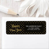 Elegante Stippen Faux Gold Happy New Year Adres Etiket (Insitu)