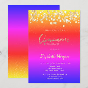 Elegante stippen, kleurrijke confetti ombre Quince Kaart