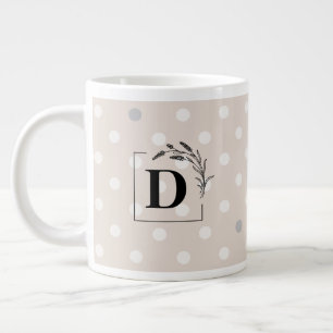 Elegante Stippen Monogram Koffiemok – Aanpasbaar C Grote Koffiekop