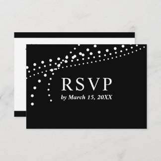 Elegante Stippen Zwart/Wit Antwoordkaart RSVP Kaartje