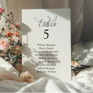 Elegante stoelindeling trouwtafel kaart