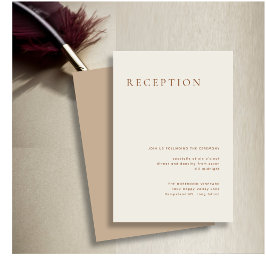 Elegante Stof Beige Moderne Typografie Trouwen Informatiekaartje