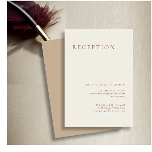 Elegante Stof Beige Moderne Typografie Trouwen Informatiekaartje