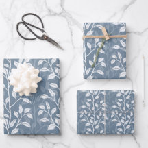 Elegante Stof Blauw Blad Botanische Silhouet