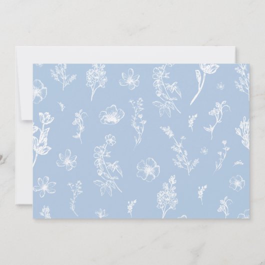 Elegante Stof Blauw Bloemig Bruidsmeisje Feest Bedankkaart (Achterkant)