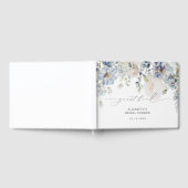 Elegante Stof Blauw Bloemig Bruidsmeisjesfeest Gastenboek (Volledig)