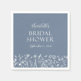 Elegante Stof Blauw Bloemig Bruidsmeisjesfeest Servet