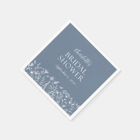 Elegante Stof Blauw Bloemig Bruidsmeisjesfeest Servet (Hoek)