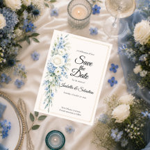 Elegante Stof Blauw Bloemig Romantische Trouwdag