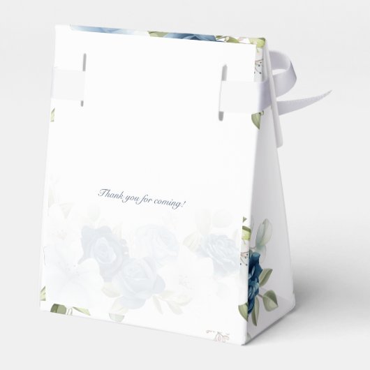 Elegante Stof Blauw Bloemstuk Rustieke Bruidsuitno Bedankdoosjes (Achterkant)