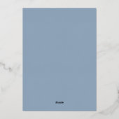 Elegante Stof Blauw Bruiloft Folie Uitnodiging (Achterkant)