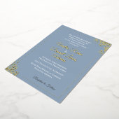 Elegante Stof Blauw Bruiloft Folie Uitnodiging (Gedraaid)