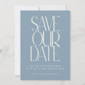 Elegante Stof Blauw Eenvoudig Modern Modieus Foto Save The Date (Voorkant)