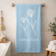 Elegante Stof Blauw Eenvoudige Bloem