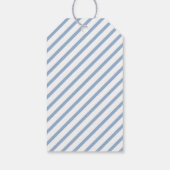 Elegante Stof Blauw Gestreepte Kerst  Cadeaulabel (Achterkant)