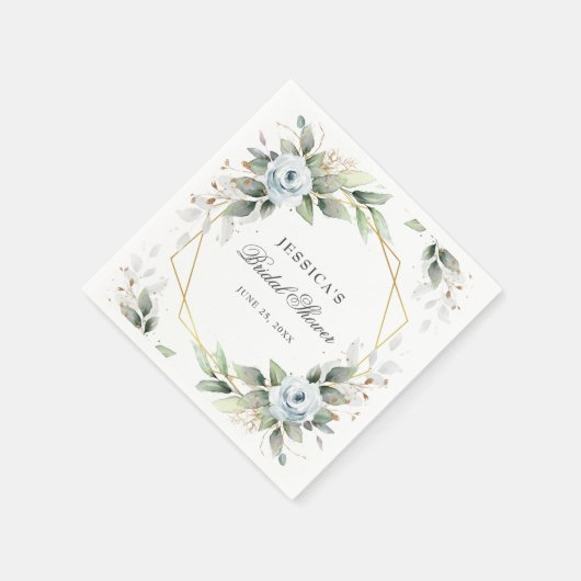 Elegante Stof Blauw Groen Bruidsfeest Papier Servet (Hoek)