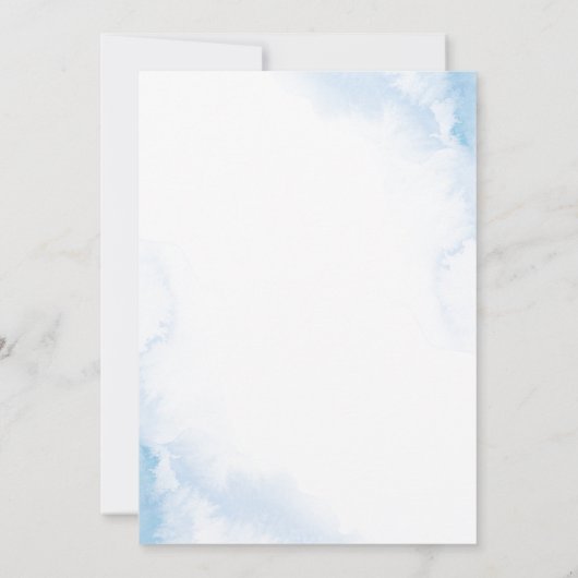 Elegante Stof Blauw Ivoor Roos Bloemen Bruiloft Kaart (Achterkant)