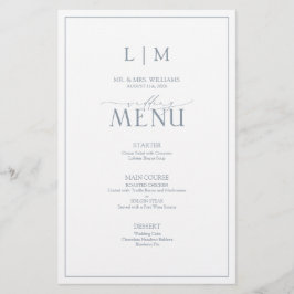 Elegante Stof Blauw Kalligrafie Monogram