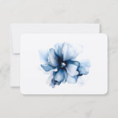 Elegante Stof Blauw Marine Bloemen Bruiloft  RSVP Kaartje (Achterkant)