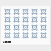 Elegante Stof Blauw Monogram Script Vierkante Sticker (Vel)