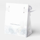 Elegante Stof Blauw Waterverf Bloem Bruiloft Feest Bedankdoosjes (Achterkant)