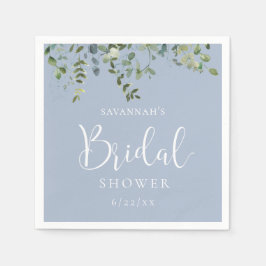 Elegante Stof Blauw Waterverf Bruidsdouche Servet