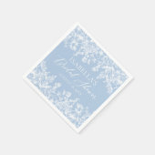 Elegante Stof Blauw Wilde Bloem Bruidsdouche Servet (Hoek)