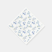 Elegante Stof Blauw Wilde Bloem Bruidsfeest Servet (Hoek)