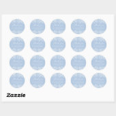 Elegante Stof Blauw Witte Bloemrijke Bruids Bruilo Ronde Sticker (Vel)