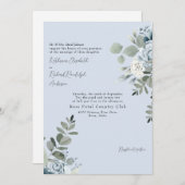 Elegante Stof Blauwe Bloem Bruid Ouders  Kaart (Voorkant / Achterkant)