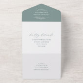 Elegante Stof Eucalyptus Script Bruiloft All In One Uitnodiging (Buitenkant)