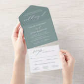 Elegante Stof Eucalyptus Script Bruiloft All In One Uitnodiging (Afscheurbaar)