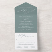 Elegante Stof Eucalyptus Script Bruiloft All In One Uitnodiging (Binnen)