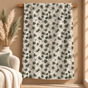 Elegante Stof Groen Botanische Bladeren Dekbed Sherpa Deken