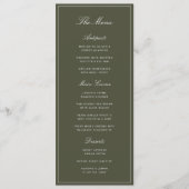 Elegante Stof Groen Klassiek Huwelijk Menu (Voorkant)