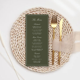 Elegante Stof Groen Klassiek Huwelijk Menu