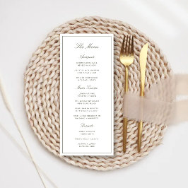 Elegante Stof Groen Klassiek Trouwmenu Menu