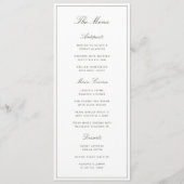 Elegante Stof Groen Klassiek Trouwmenu Menu (Voorkant)
