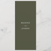 Elegante Stof Groen Klassiek Trouwmenu Menu (Achterkant)