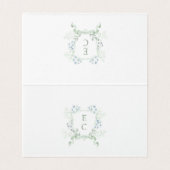 Elegante Stof Groen Monogram Trouwplaatskaarten Kaart (Binnenkant ongevouwen)