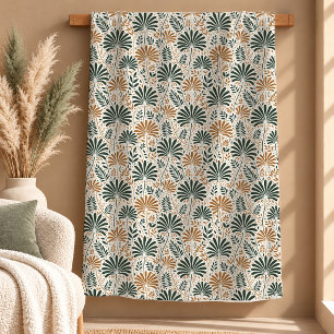 Elegante Stof Groen Palmblad Gouden Dekbed Sherpa Deken