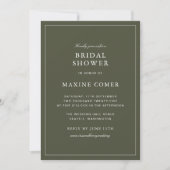 Elegante Stof Groen Script Klassieke Bruidsdouche Kaart (Voorkant)
