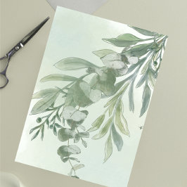 Elegante Stof Groen Script Klassieke Bruiloftsborr Kaart