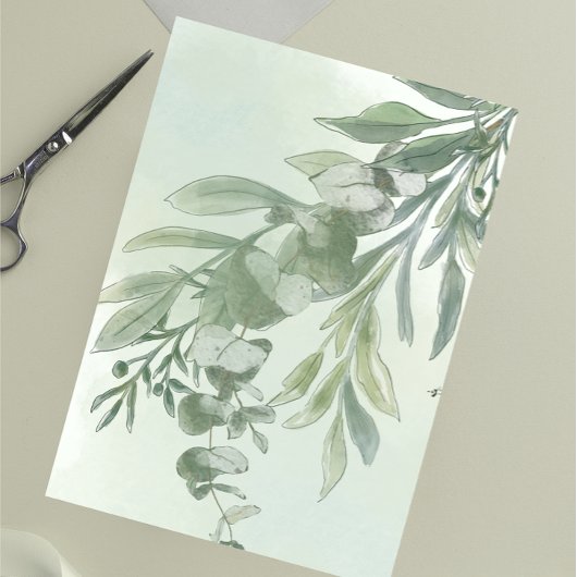 Elegante Stof Groen Script Klassieke Bruiloftsborr Kaart