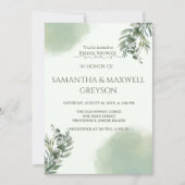 Elegante Stof Groen Script Klassieke Bruiloftsborr Kaart (Voorkant)