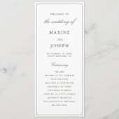 Elegante Stof Groen Script Klassieke Trouw Programmakaart (Voorkant)